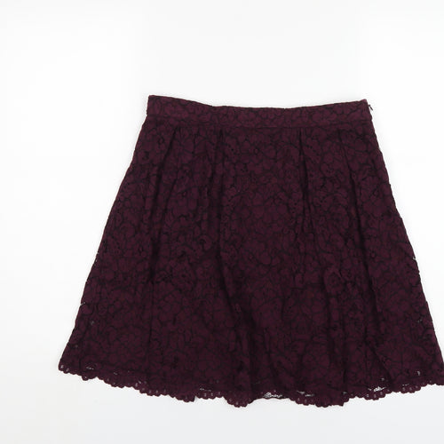 H&M Womens Purple Cotton A-Line Skirt Size 10 Zip