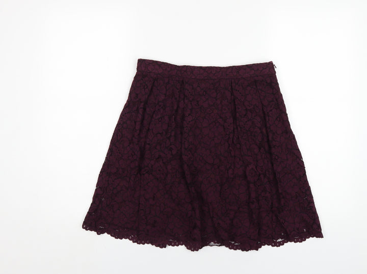 H&M Womens Purple Cotton A-Line Skirt Size 10 Zip