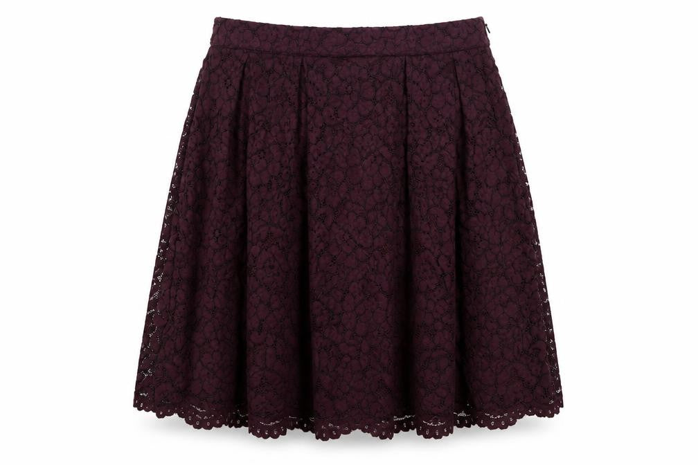 H&M Womens Purple Cotton A-Line Skirt Size 10 Zip