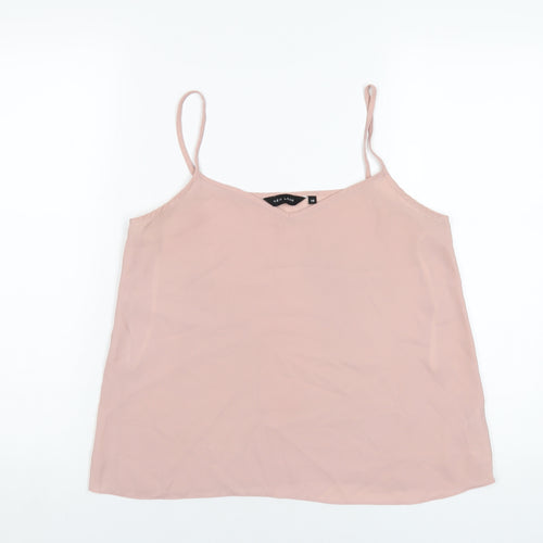 New Look Womens Pink Polyester Camisole T-Shirt Size 10 V-Neck