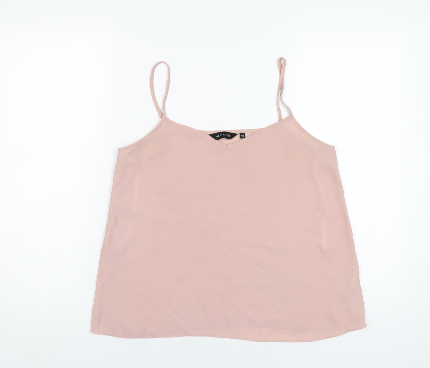 New Look Womens Pink Polyester Camisole T-Shirt Size 10 V-Neck