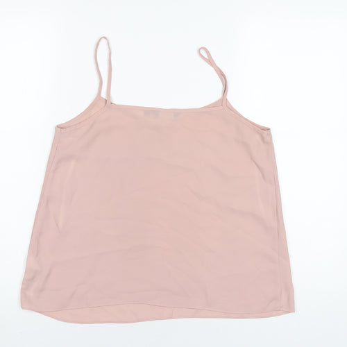 New Look Womens Pink Polyester Camisole T-Shirt Size 10 V-Neck