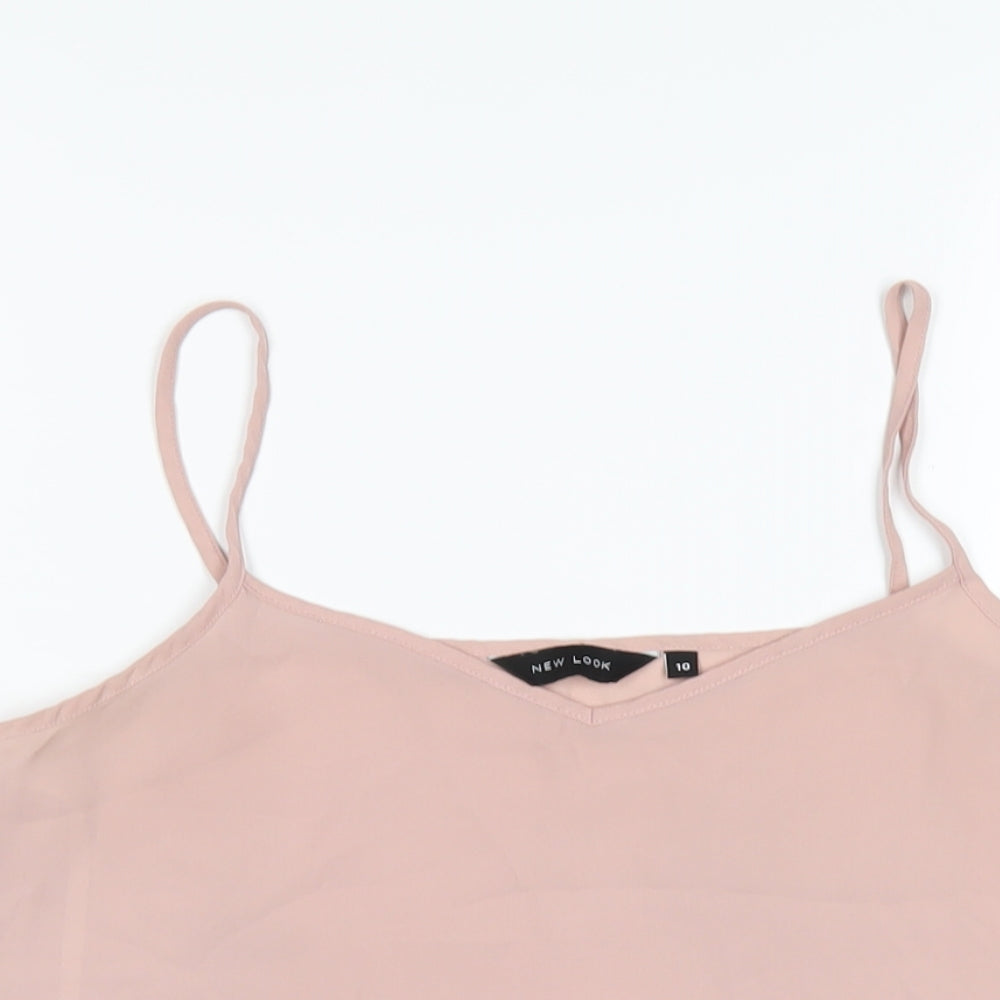 New Look Womens Pink Polyester Camisole T-Shirt Size 10 V-Neck