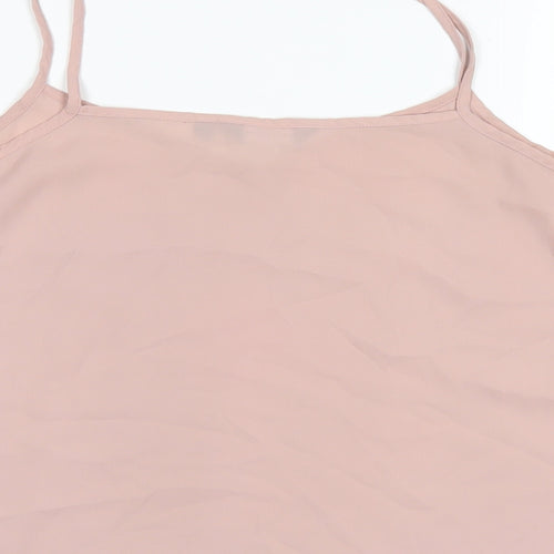 New Look Womens Pink Polyester Camisole T-Shirt Size 10 V-Neck