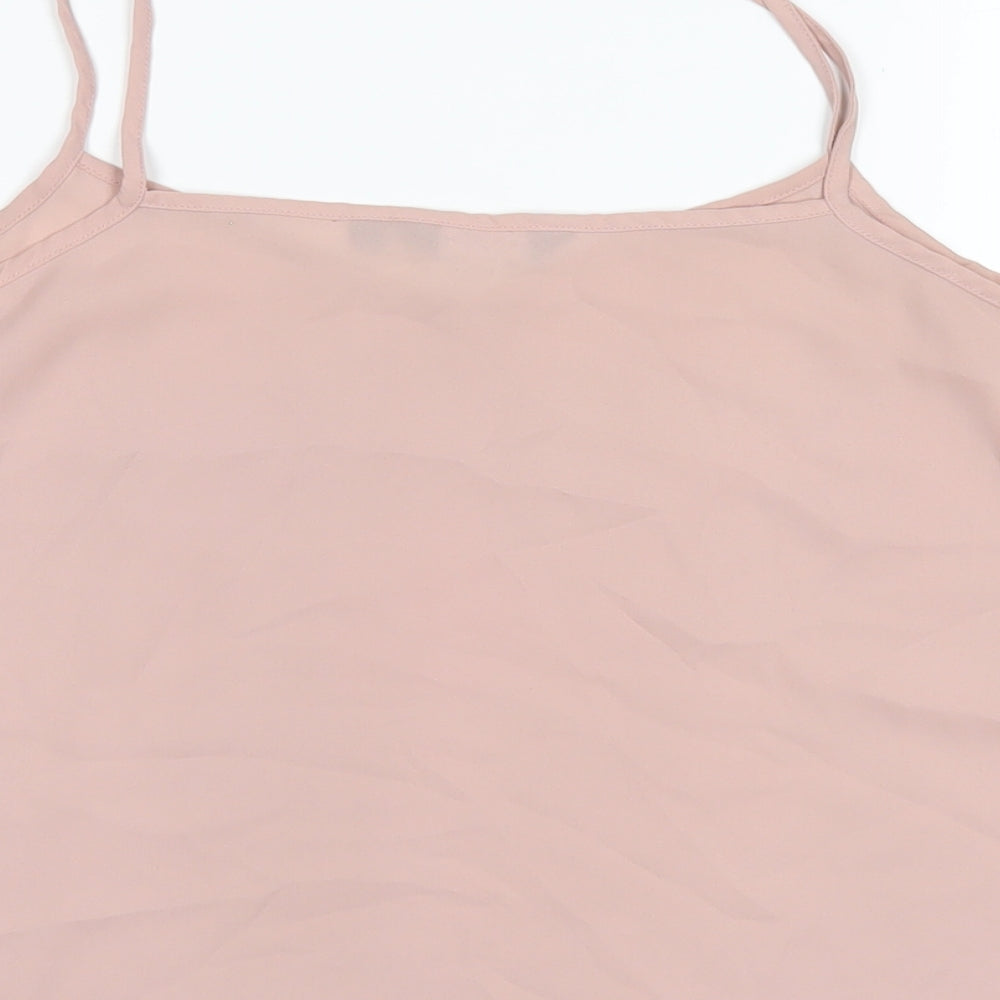 New Look Womens Pink Polyester Camisole T-Shirt Size 10 V-Neck