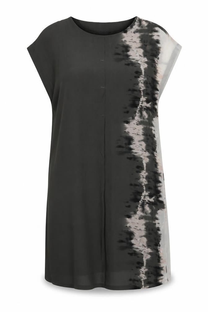 Front view of Vero Moda women’s green tie dye polyester a-line, size XS, round neck pullover