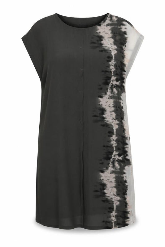 Front view of Vero Moda women’s green tie dye polyester a-line, size XS, round neck pullover