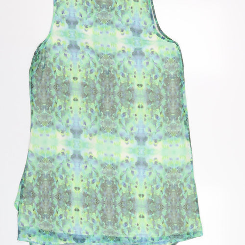 Label Lab Womens Green Geometric Polyester A-Line Size 14 Scoop Neck Pullover