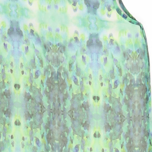 Label Lab Womens Green Geometric Polyester A-Line Size 14 Scoop Neck Pullover