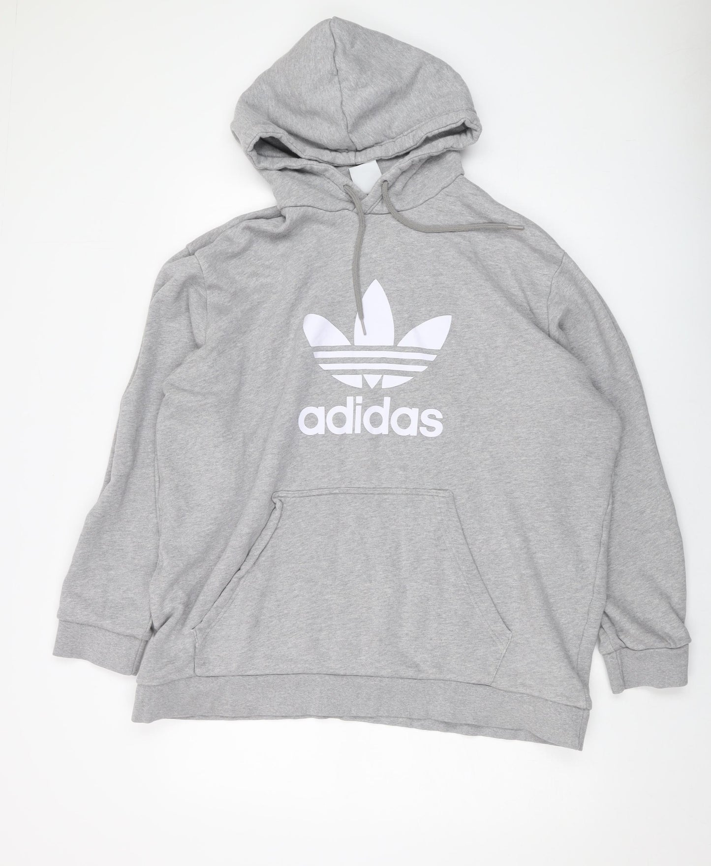 adidas Mens Grey Cotton Pullover Hoodie Size 2XL
