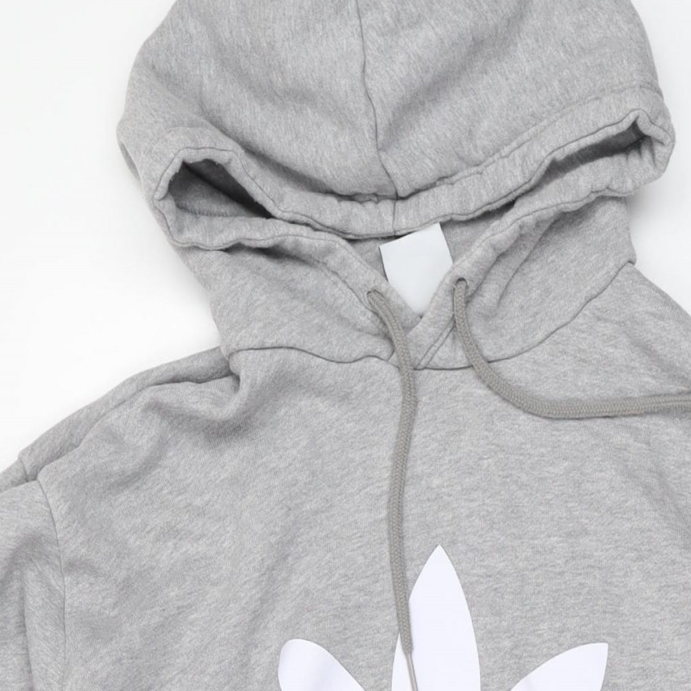 adidas Mens Grey Cotton Pullover Hoodie Size 2XL