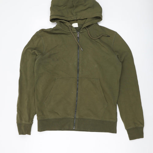 Marks and Spencer Mens Green Cotton Full Zip Hoodie Size S