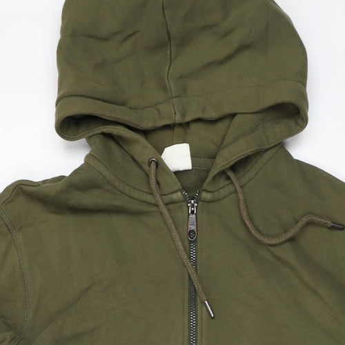 Marks and Spencer Mens Green Cotton Full Zip Hoodie Size S