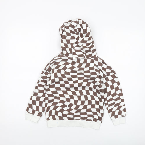 NEXT Girls White Geometric Cotton Pullover Hoodie Size 4-5 Years Pullover