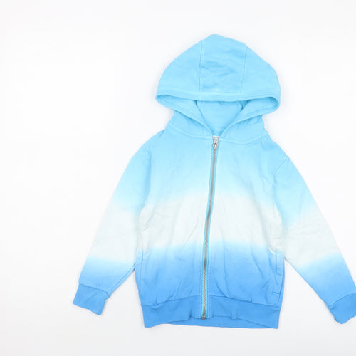 Nike Girls Blue Geometric Cotton Full Zip Hoodie Size 5 Years Zip