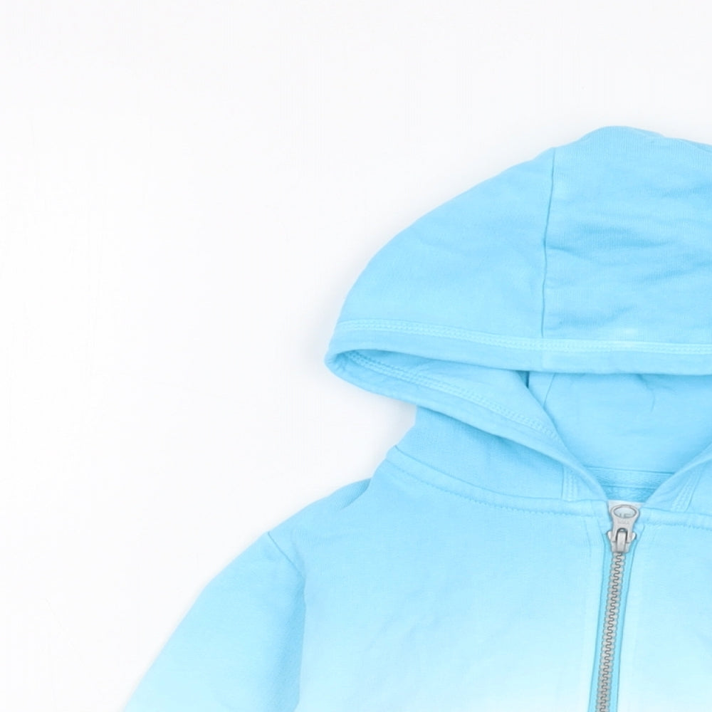 Nike Girls Blue Geometric Cotton Full Zip Hoodie Size 5 Years Zip