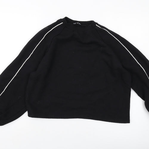 Boohoo Womens Black Polyester Pullover Sweatshirt Size 14 Pullover