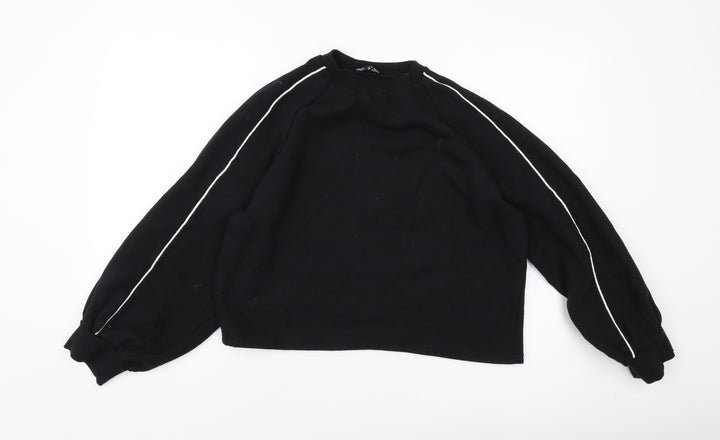 Boohoo Womens Black Polyester Pullover Sweatshirt Size 14 Pullover