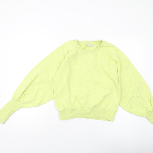 Zara Womens Green Cotton Pullover Sweatshirt Size S Pullover
