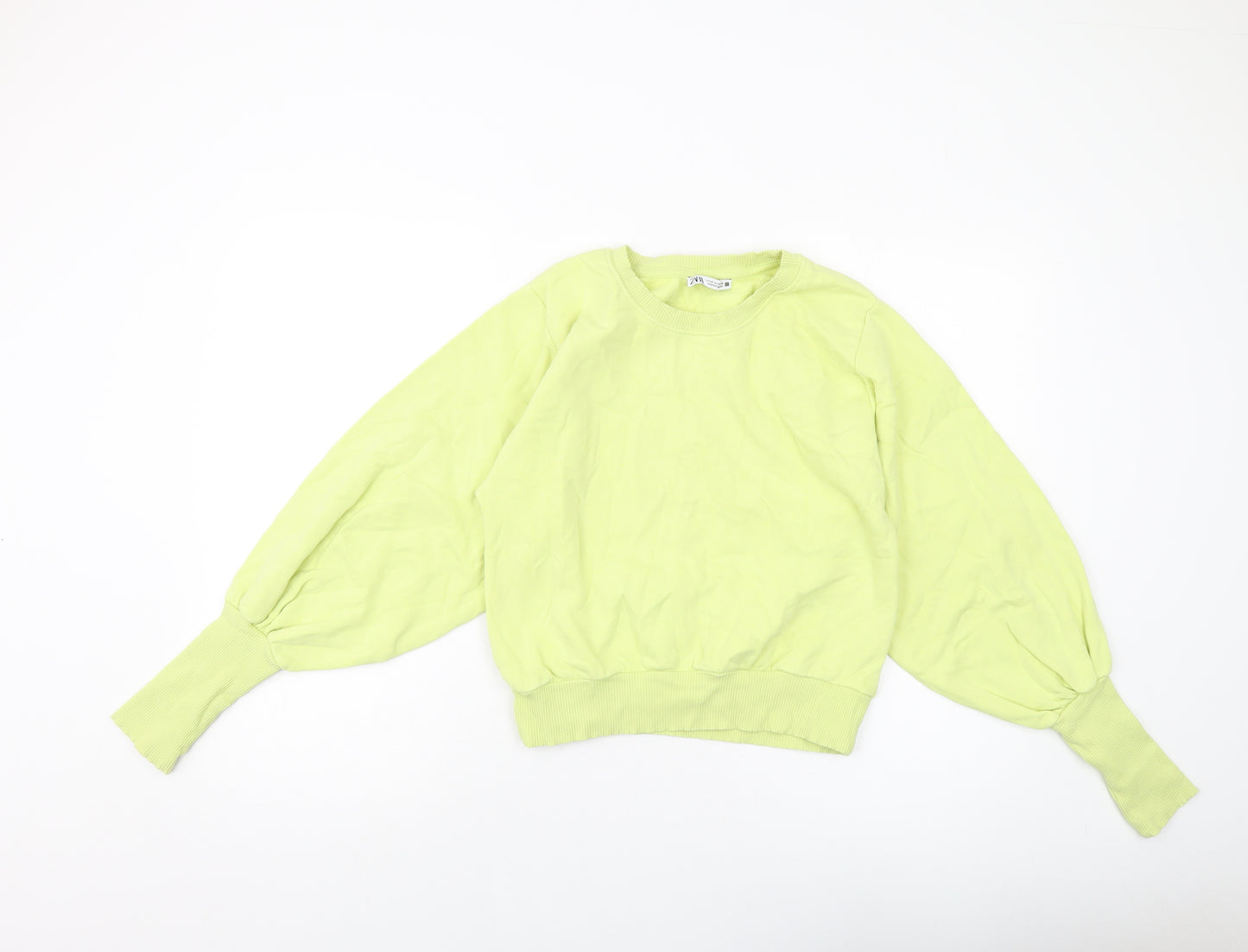 Zara Womens Green Cotton Pullover Sweatshirt Size S Pullover