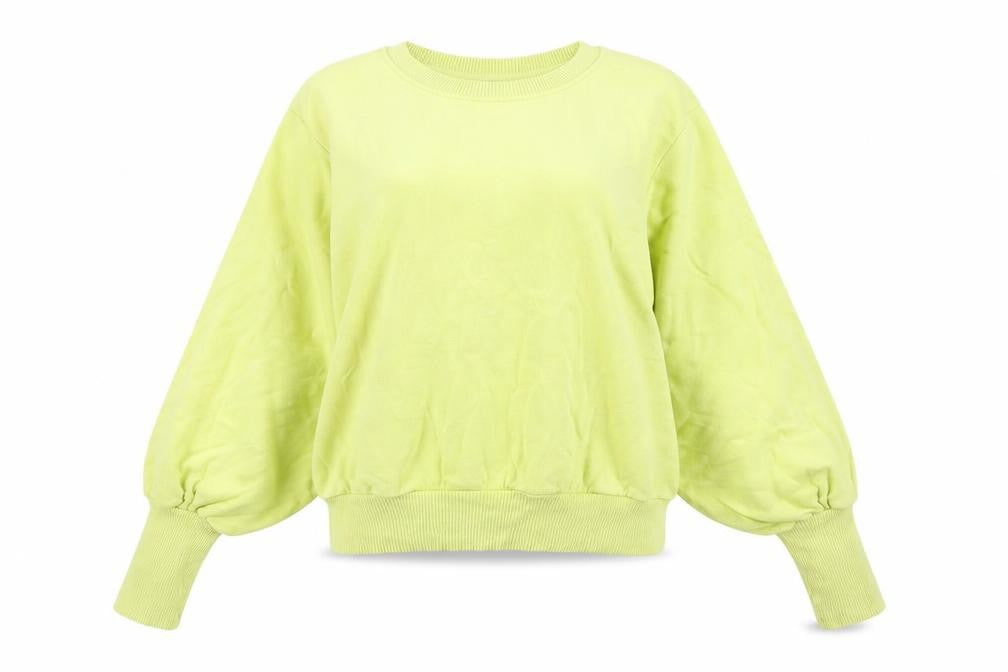 Front view of Zara women’s green cotton pullover sweatshirt, size S, pullover