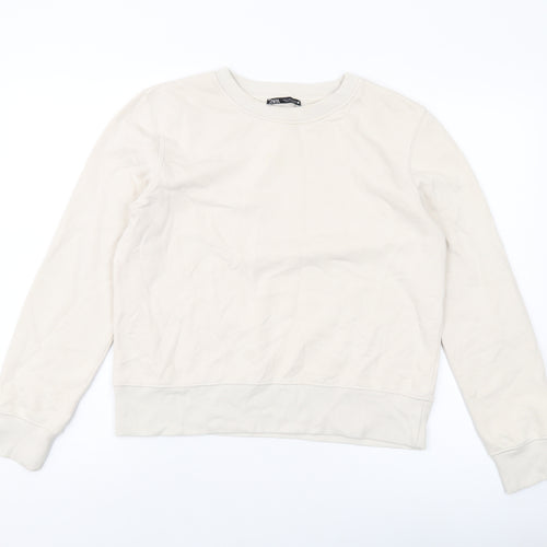 Zara Womens Beige Cotton Pullover Hoodie Size S Pullover