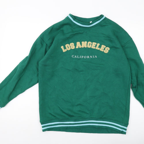 Daisy Street Womens Green Cotton Pullover Sweatshirt Size 8 Pullover