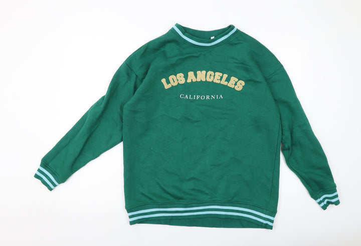 Daisy Street Womens Green Cotton Pullover Sweatshirt Size 8 Pullover