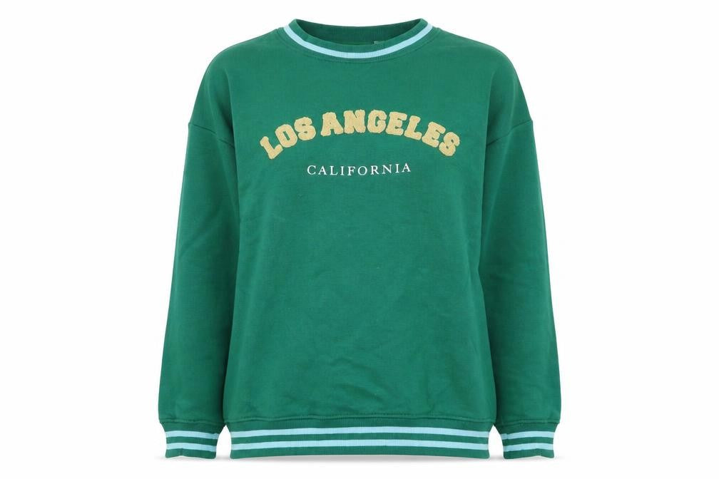 Front view of Daisy Street women’s green cotton pullover sweatshirt, size UK 8, pullover
