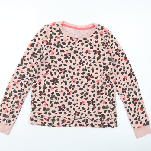 HEMA Girls Pink Animal Print Cotton Pullover Sweatshirt Size 13-14 Years Pullover