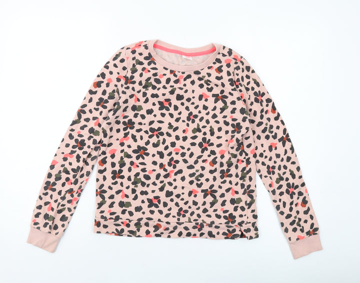 HEMA Girls Pink Animal Print Cotton Pullover Sweatshirt Size 13-14 Years Pullover