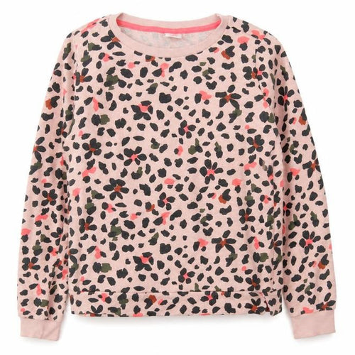 HEMA Girls Pink Animal Print Cotton Pullover Sweatshirt Size 13-14 Years Pullover
