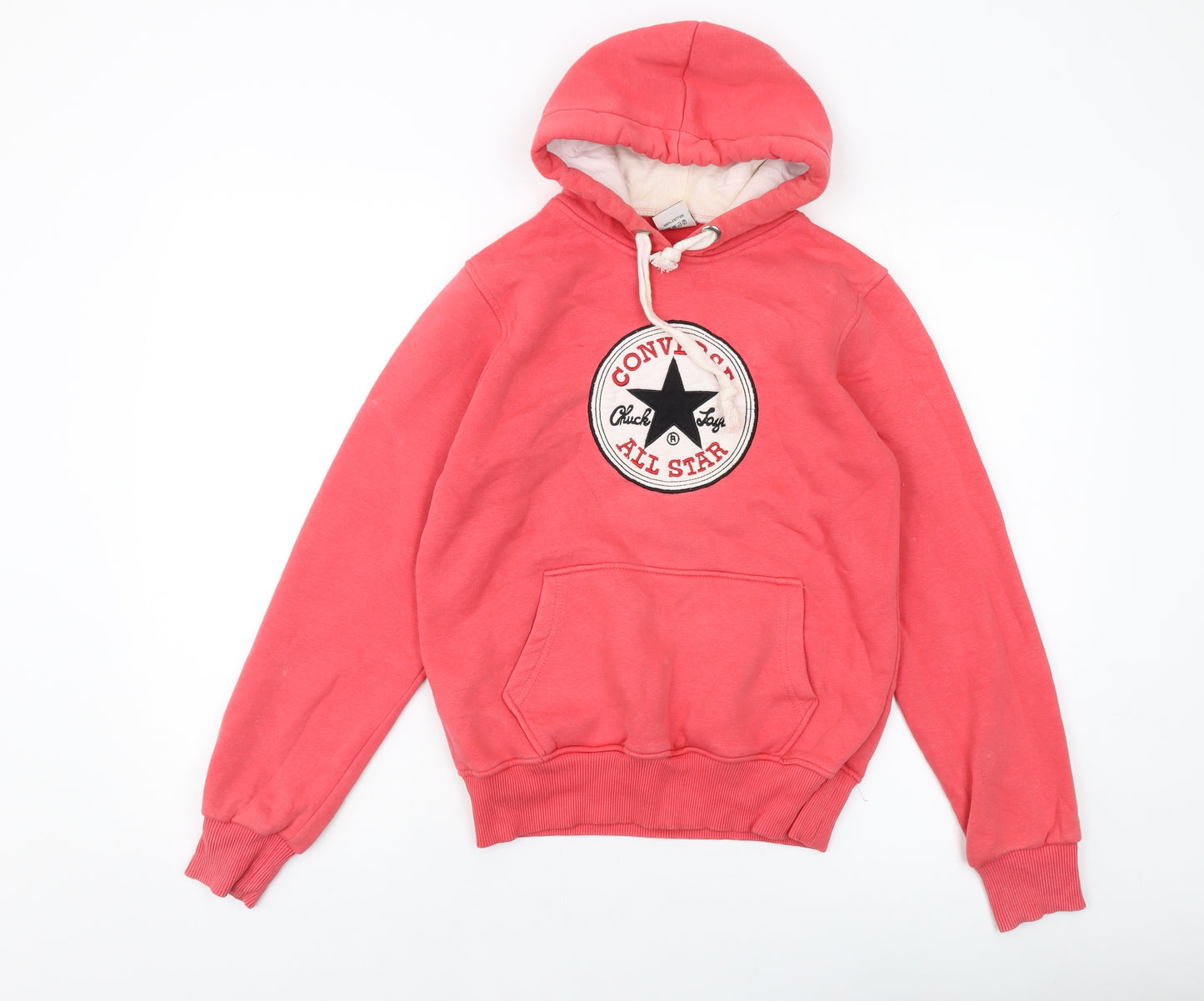 Converse Womens Orange Cotton Pullover Hoodie Size S Pullover