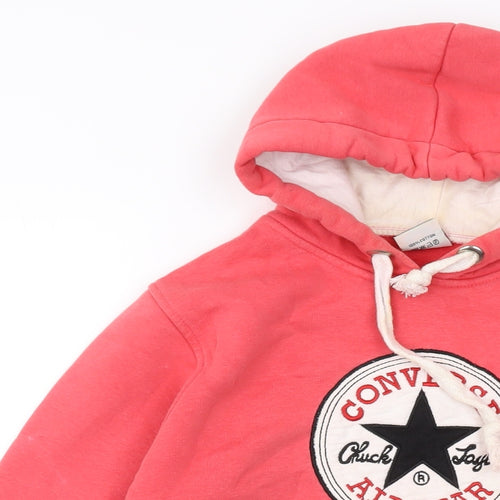 Converse Womens Orange Cotton Pullover Hoodie Size S Pullover