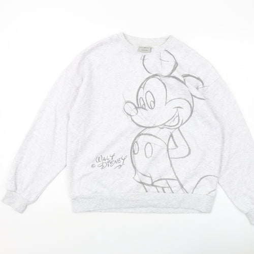 Disney Womens Grey Cotton Pullover Sweatshirt Size 6 Pullover - Mickey Mouse