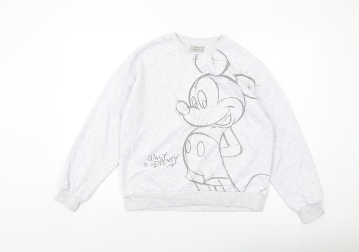Disney Womens Grey Cotton Pullover Sweatshirt Size 6 Pullover - Mickey Mouse