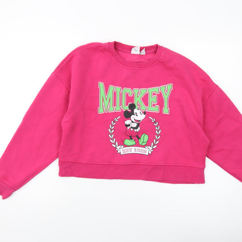 Disney Womens Pink Cotton Pullover Sweatshirt Size 10 Pullover - Mickey Mouse
