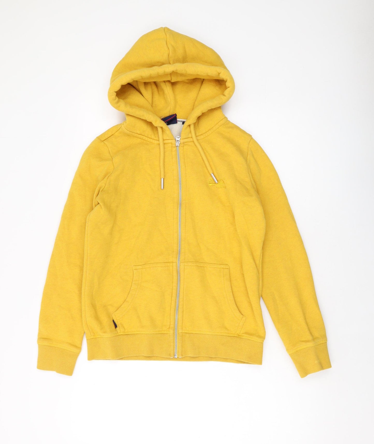 Superdry Womens Yellow Cotton Full Zip Hoodie Size 12 Zip