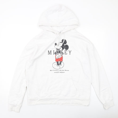 Disney Womens White Cotton Pullover Hoodie Size S Pullover