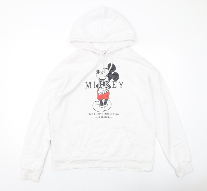 Disney Womens White Cotton Pullover Hoodie Size S Pullover