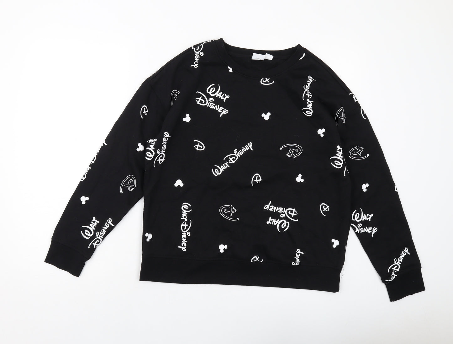 Disney Womens Black Geometric Cotton Pullover Sweatshirt Size S Pullover