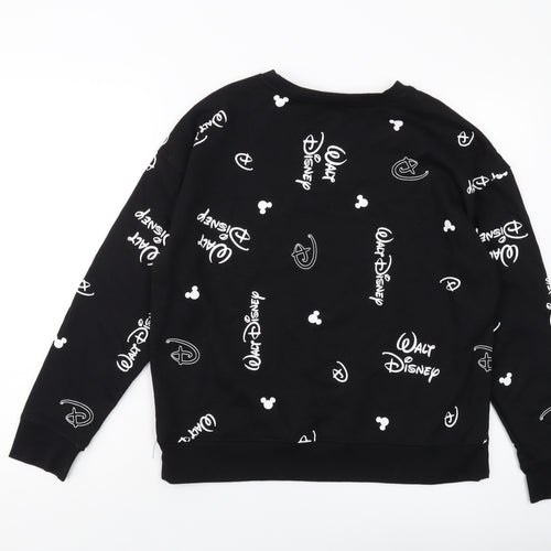 Disney Womens Black Geometric Cotton Pullover Sweatshirt Size S Pullover