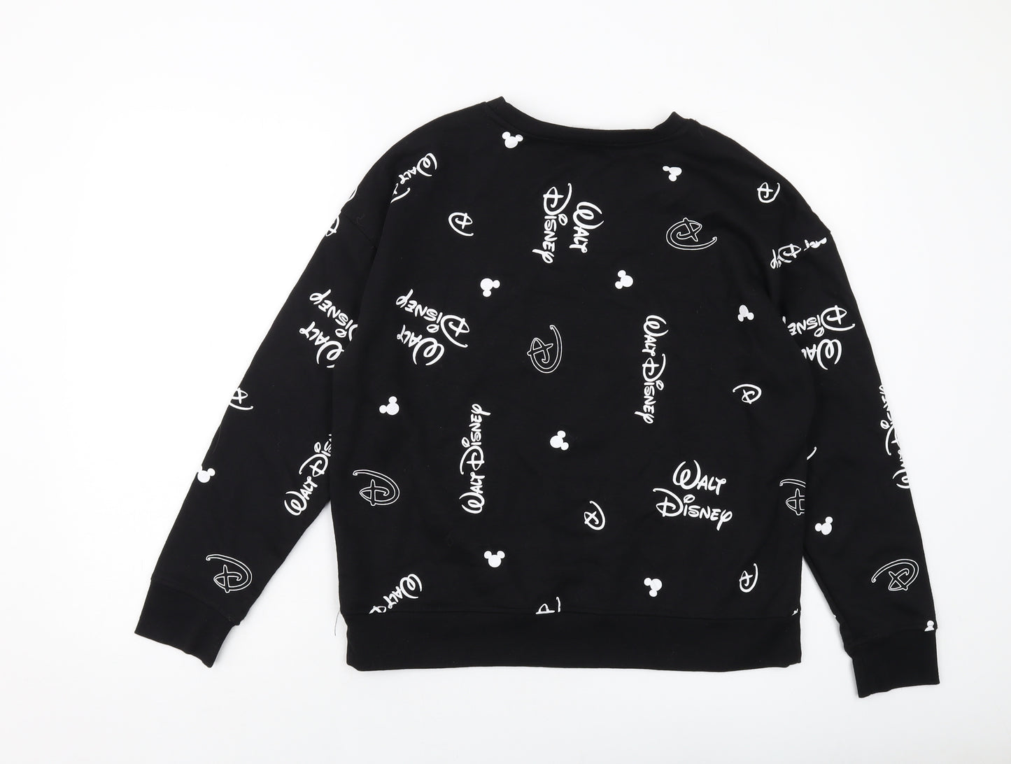Disney Womens Black Geometric Cotton Pullover Sweatshirt Size S Pullover