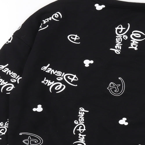 Disney Womens Black Geometric Cotton Pullover Sweatshirt Size S Pullover