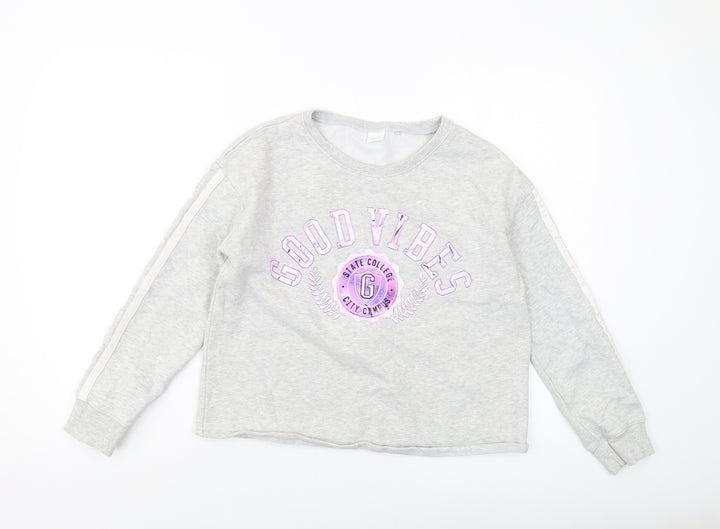 NEXT Girls Grey Cotton Pullover Sweatshirt Size 13 Years Pullover