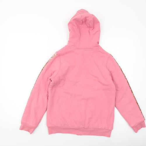 Marks and Spencer Girls Pink Cotton Full Zip Hoodie Size 13-14 Years Zip