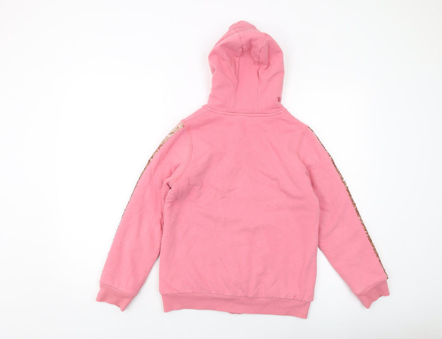 Marks and Spencer Girls Pink Cotton Full Zip Hoodie Size 13-14 Years Zip