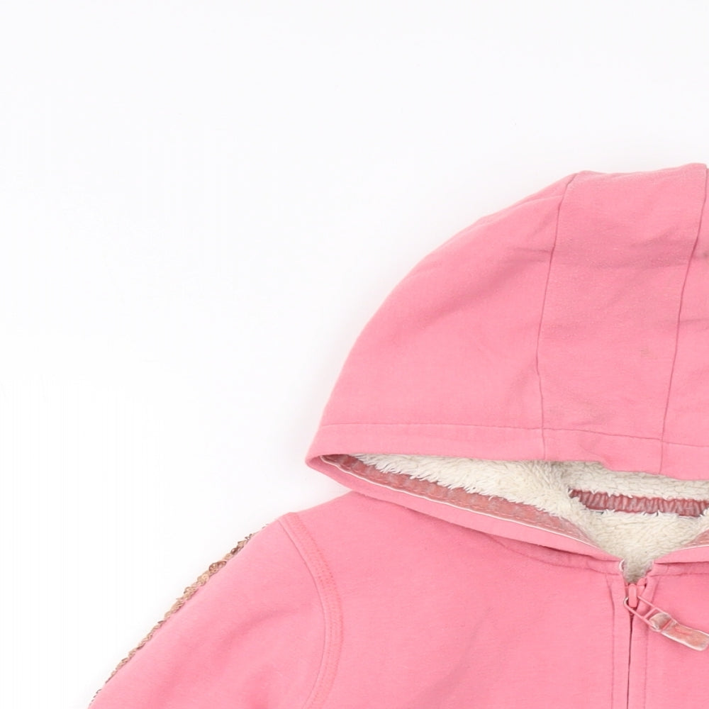 Marks and Spencer Girls Pink Cotton Full Zip Hoodie Size 13-14 Years Zip