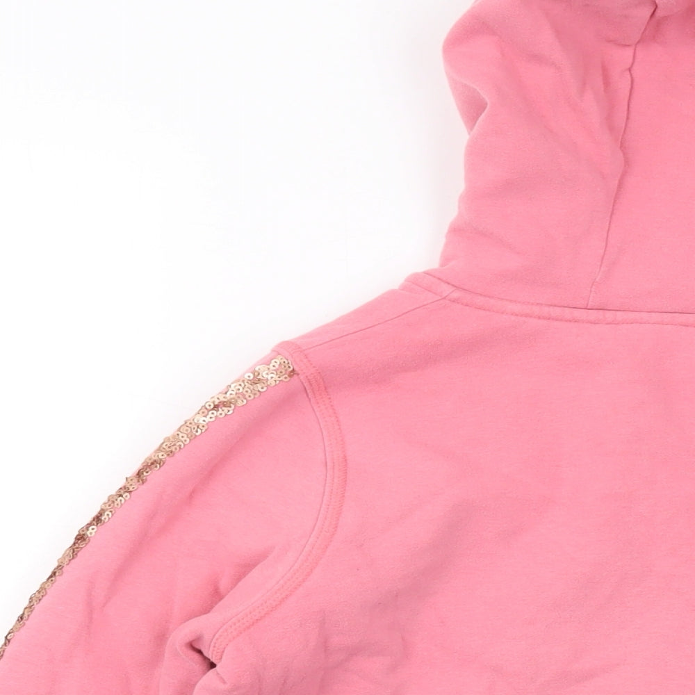 Marks and Spencer Girls Pink Cotton Full Zip Hoodie Size 13-14 Years Zip