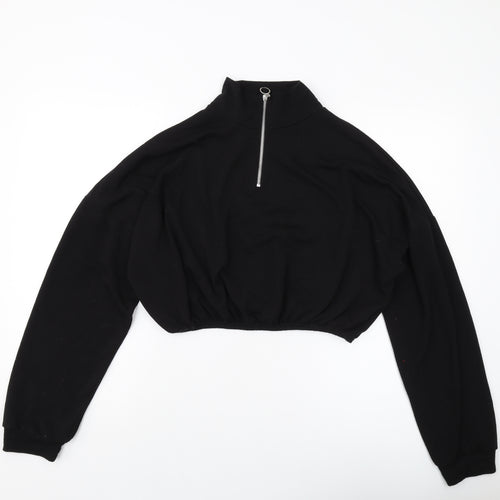 Missguided Womens Black Polyester Pullover Sweatshirt Size 12 Zip